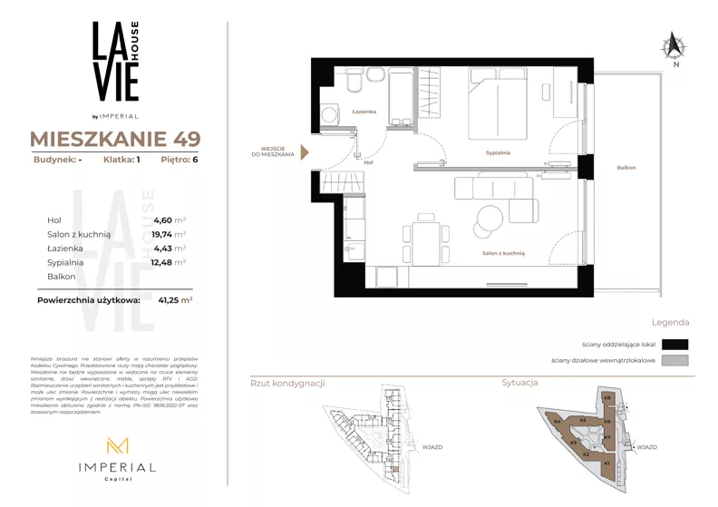 2 pokoje, mieszkanie 41,25 m², piętro 6, oferta nr 1.49, La Vie House, Kraków, Podgórze, ul. Łagiewnicka