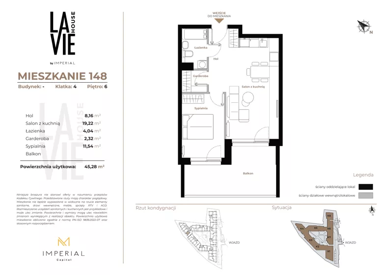 2 pokoje, mieszkanie 45,28 m², piętro 6, oferta nr 1.148, La Vie House, Kraków, Podgórze, ul. Łagiewnicka