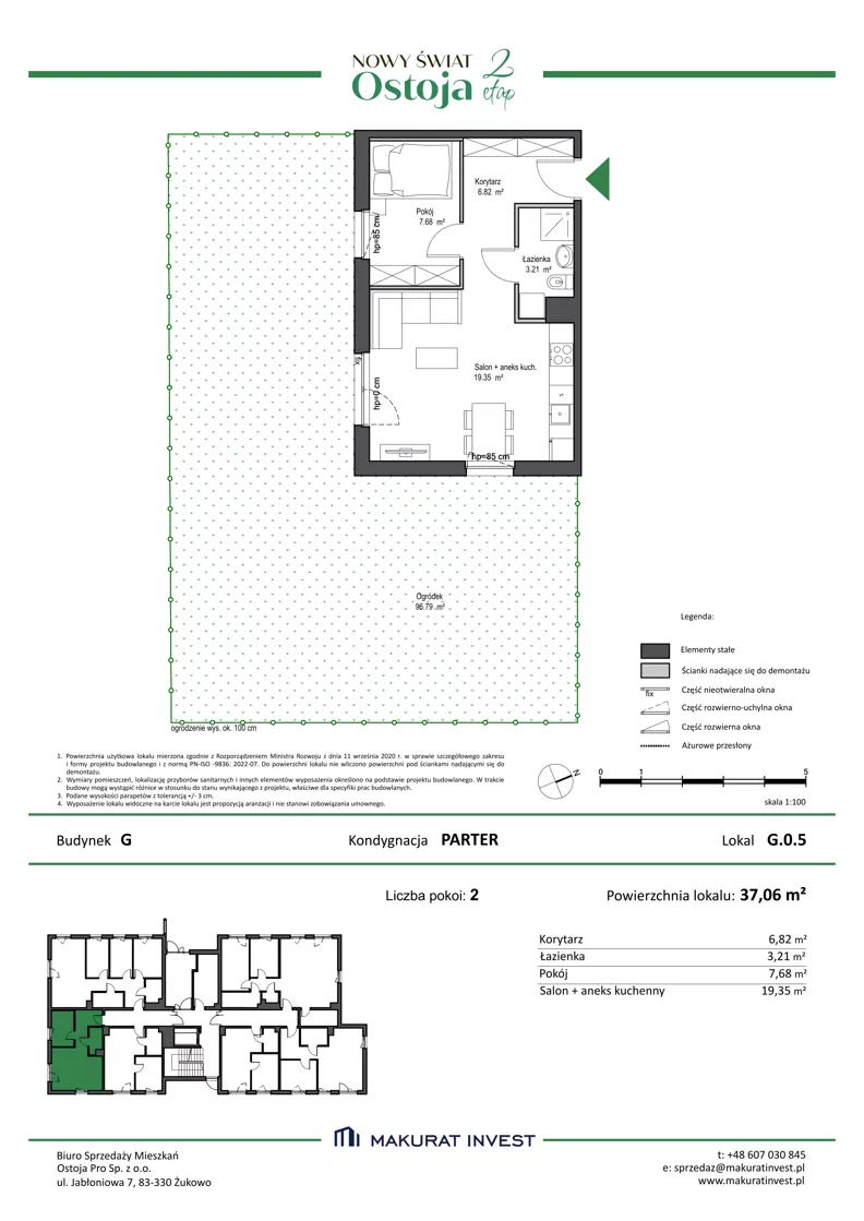 2 pokoje, mieszkanie 37,06 m², parter, oferta nr G.0.5, Nowy Świat Ostoja II etap - budynki E, F, G, Gdańsk, Barniewice, ul. Malinowa