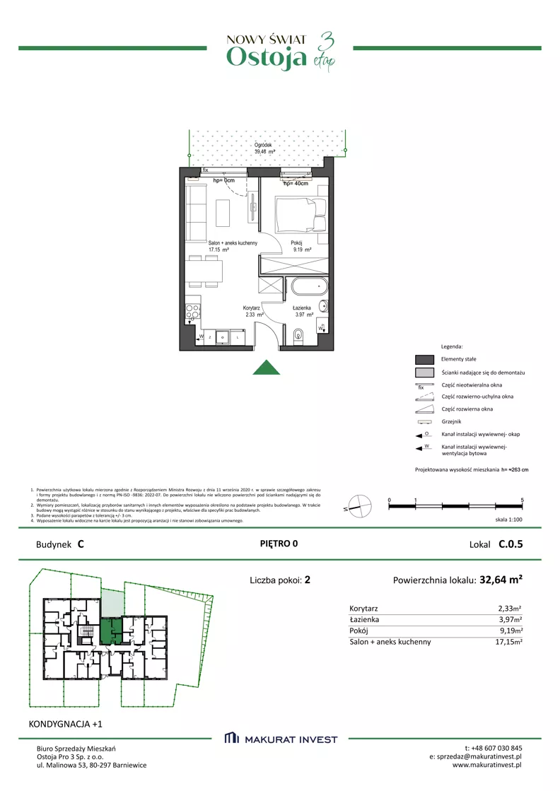 2 pokoje, mieszkanie 32,64 m², parter, oferta nr C.0.5, Nowy Świat Ostoja III etap, Gdańsk, Osowa, Barniewice, ul. Malinowa