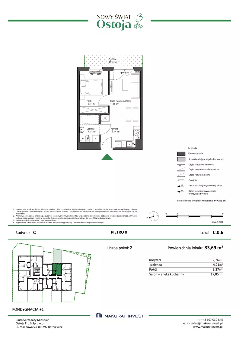 2 pokoje, mieszkanie 33,69 m², parter, oferta nr C.0.6, Nowy Świat Ostoja III etap, Gdańsk, Osowa, Barniewice, ul. Malinowa