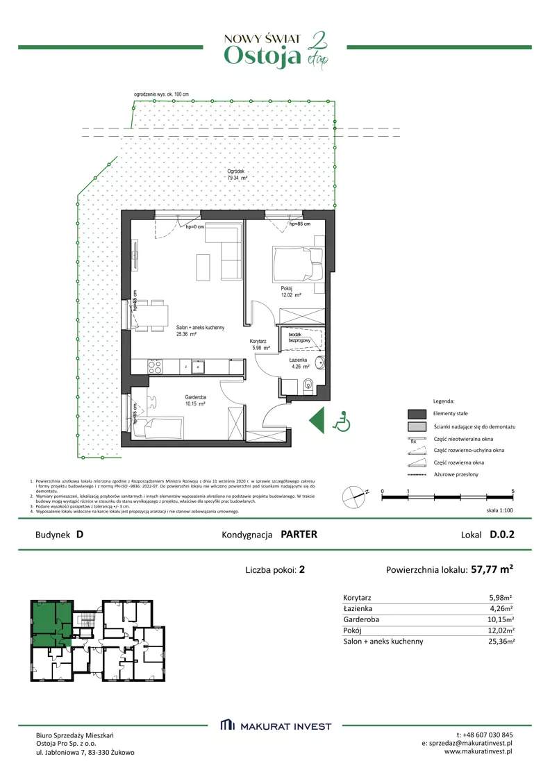 3 pokoje, mieszkanie 57,77 m², parter, oferta nr D.0.2, Nowy Świat Ostoja II etap, Gdańsk, Barniewice, ul. Malinowa