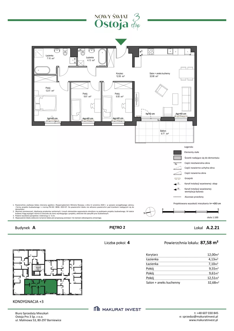 4 pokoje, mieszkanie 87,58 m², piętro 2, oferta nr A.2.21, Nowy Świat Ostoja III etap, Gdańsk, Osowa, Barniewice, ul. Malinowa