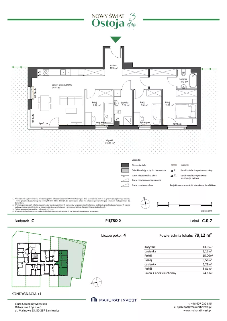 4 pokoje, mieszkanie 79,12 m², parter, oferta nr C.0.7, Nowy Świat Ostoja III etap, Gdańsk, Osowa, Barniewice, ul. Malinowa