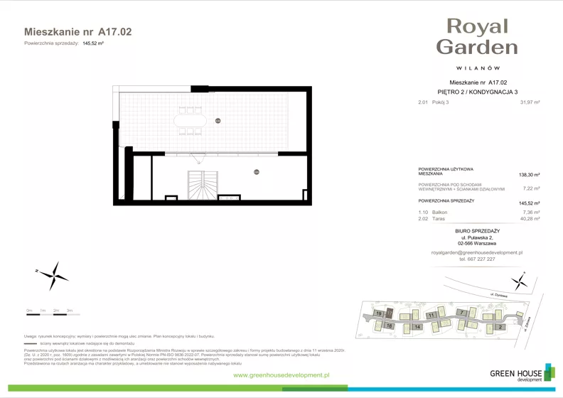 Dom 138,30 m², oferta nr A17.02, Royal Garden Wilanów, Warszawa, Wilanów, Błonia Wilanowskie, ul. Zdrowa 2