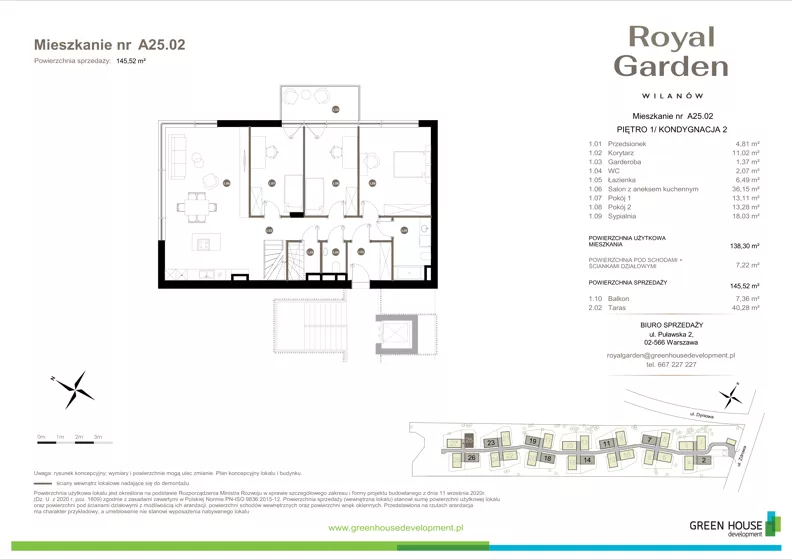 Dom 138,30 m², oferta nr A25.02, Royal Garden Wilanów, Warszawa, Wilanów, Błonia Wilanowskie, ul. Zdrowa 2