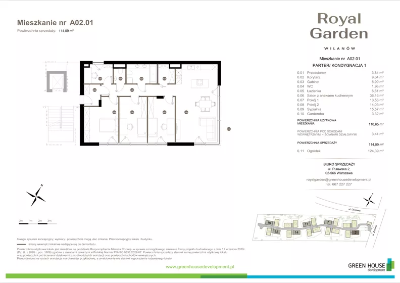 Dom 110,65 m², oferta nr A02.01, Royal Garden Wilanów, Warszawa, Wilanów, Błonia Wilanowskie, ul. Zdrowa 2