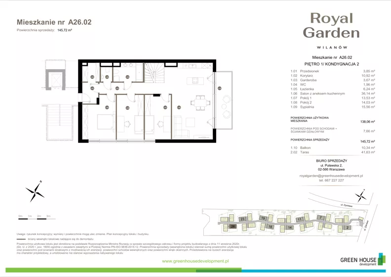 Dom 138,06 m², oferta nr A26.02, Royal Garden Wilanów, Warszawa, Wilanów, Błonia Wilanowskie, ul. Zdrowa 2