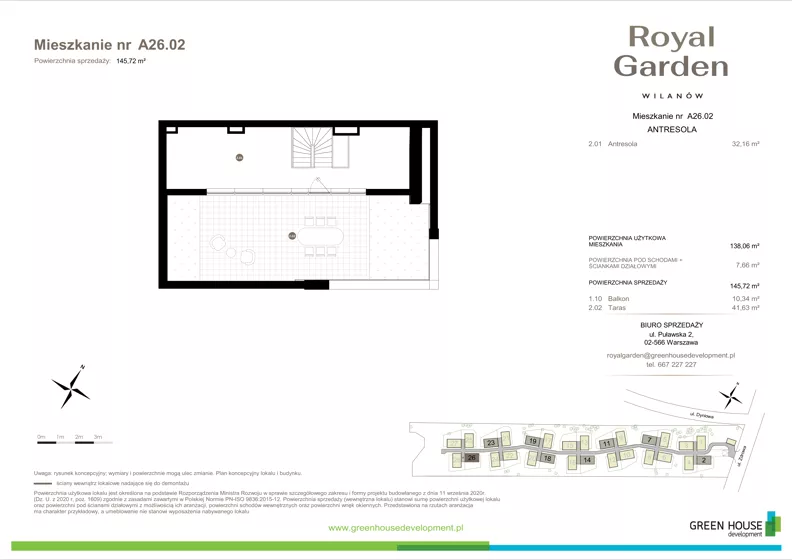 Dom 138,06 m², oferta nr A26.02, Royal Garden Wilanów, Warszawa, Wilanów, Błonia Wilanowskie, ul. Zdrowa 2