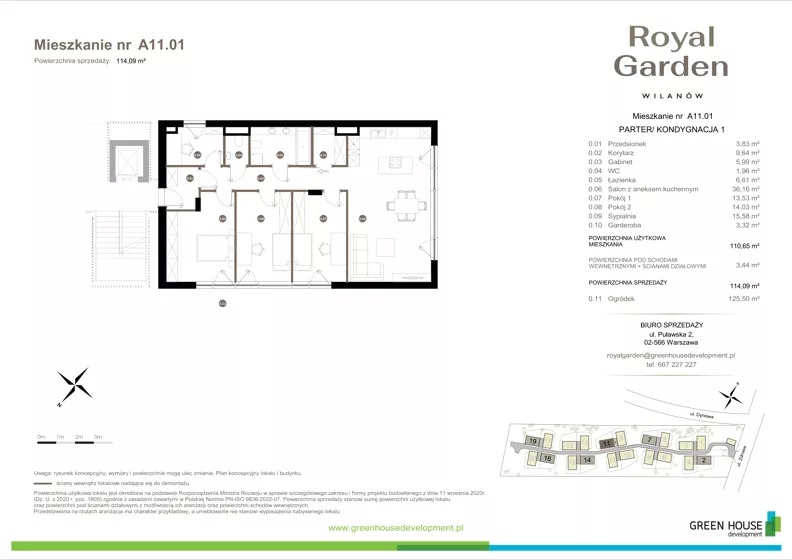 Dom 110,65 m², oferta nr A11.01, Royal Garden Wilanów, Warszawa, Wilanów, Błonia Wilanowskie, ul. Zdrowa 2