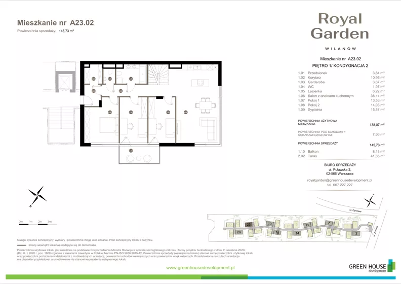 Dom 138,07 m², oferta nr A23.02, Royal Garden Wilanów, Warszawa, Wilanów, Błonia Wilanowskie, ul. Zdrowa 2