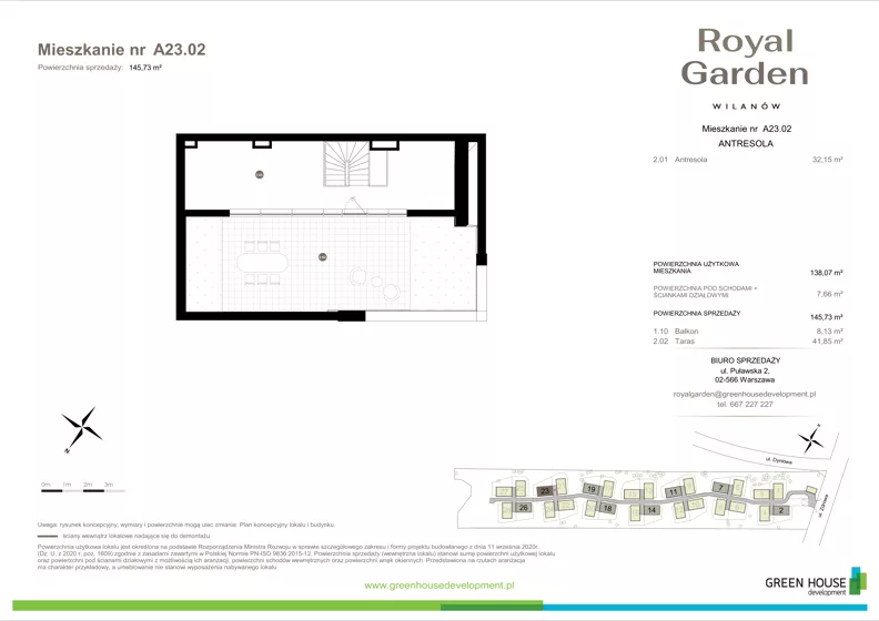 Dom 138,07 m², oferta nr A23.02, Royal Garden Wilanów, Warszawa, Wilanów, Błonia Wilanowskie, ul. Zdrowa 2