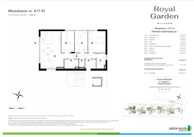 Dom 110,44 m², oferta nr A17.01, Royal Garden Wilanów, Warszawa, Wilanów, Błonia Wilanowskie, ul. Zdrowa 2
