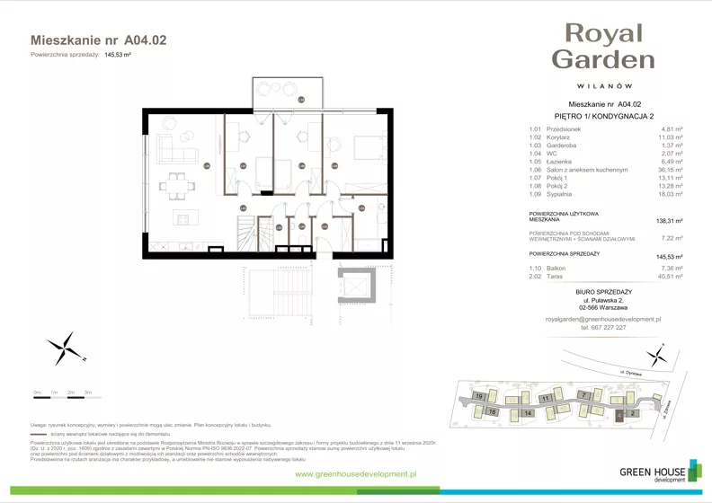 Dom 138,31 m², oferta nr A04.02, Royal Garden Wilanów, Warszawa, Wilanów, Błonia Wilanowskie, ul. Zdrowa 2