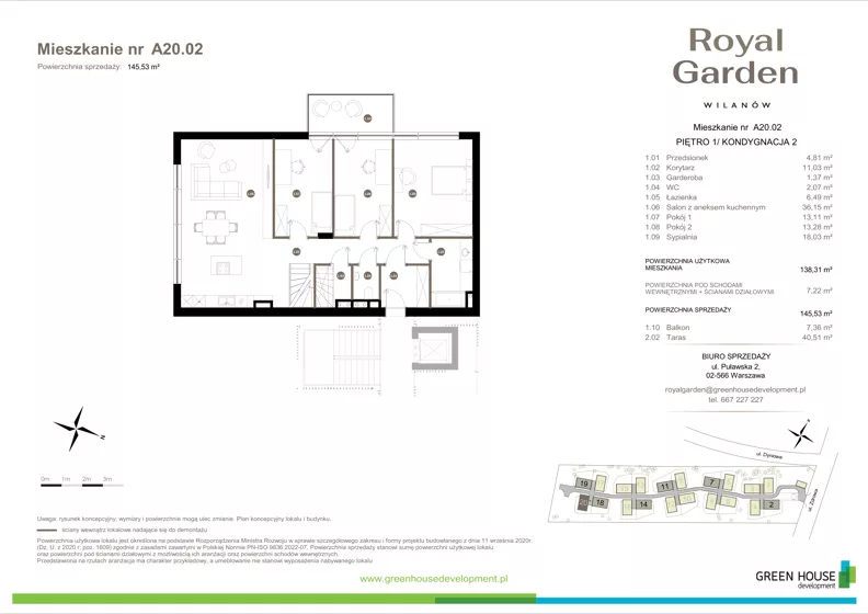 Dom 138,31 m², oferta nr A20.02, Royal Garden Wilanów, Warszawa, Wilanów, Błonia Wilanowskie, ul. Zdrowa 2