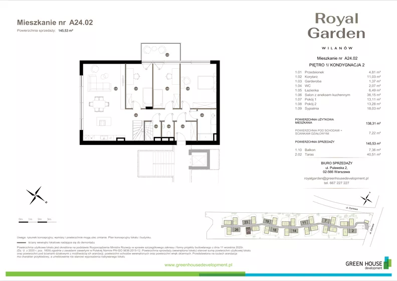 Dom 138,31 m², oferta nr A24.02, Royal Garden Wilanów, Warszawa, Wilanów, Błonia Wilanowskie, ul. Zdrowa 2