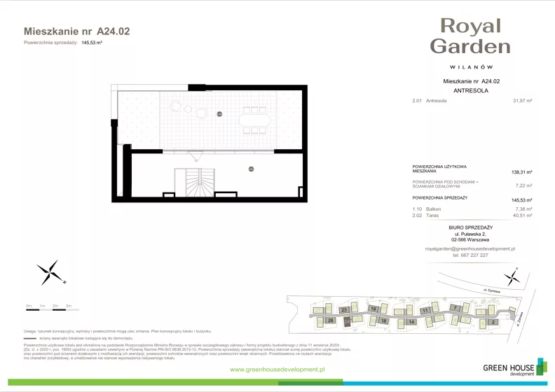 Dom 138,31 m², oferta nr A24.02, Royal Garden Wilanów, Warszawa, Wilanów, Błonia Wilanowskie, ul. Zdrowa 2