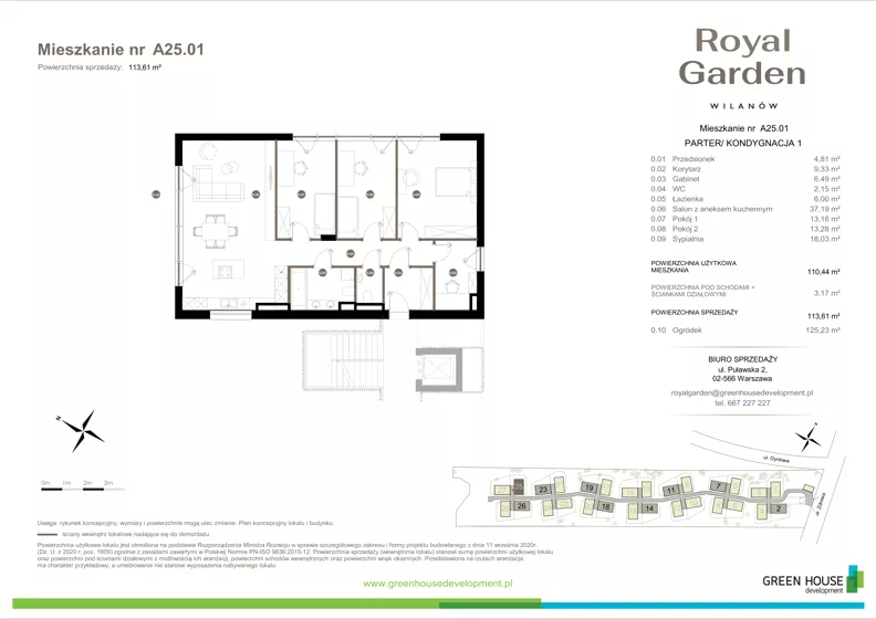 Dom 110,44 m², oferta nr A25.01, Royal Garden Wilanów, Warszawa, Wilanów, Błonia Wilanowskie, ul. Zdrowa 2