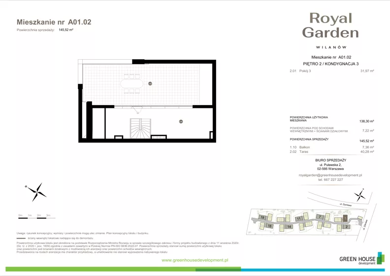 Dom 138,30 m², oferta nr A01.02, Royal Garden Wilanów, Warszawa, Wilanów, Błonia Wilanowskie, ul. Zdrowa 2