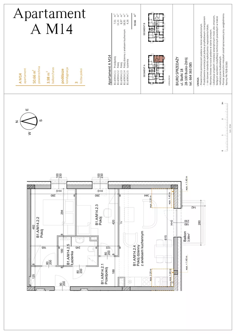 3 pokoje, mieszkanie 50,66 m², piętro 2, oferta nr AM14, Osiedle Rodzinne 3, Busko-Zdrój, ul. Młyńska