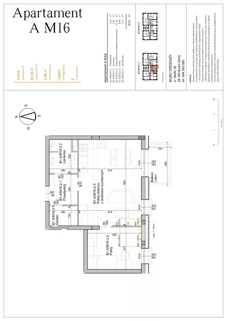 2 pokoje, mieszkanie 40,53 m², piętro 2, oferta nr AM16, Osiedle Rodzinne 3, Busko-Zdrój, ul. Młyńska