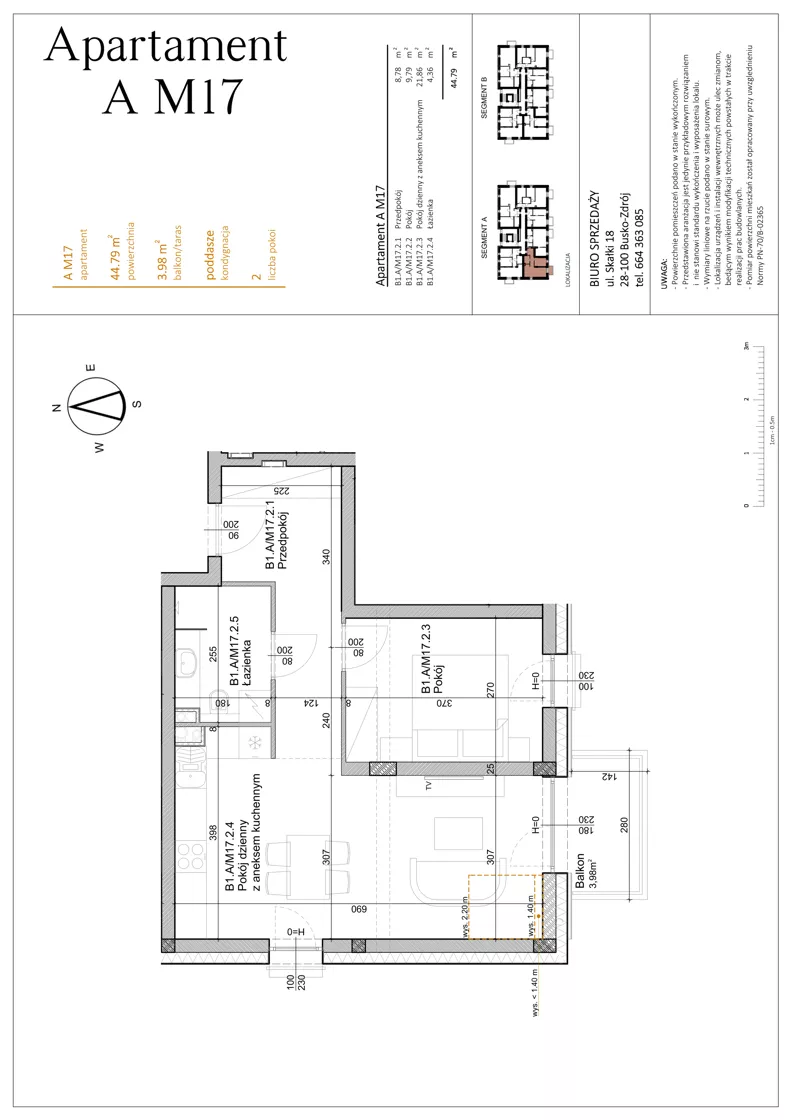 2 pokoje, mieszkanie 44,79 m², piętro 2, oferta nr AM17, Osiedle Rodzinne 3, Busko-Zdrój, ul. Młyńska