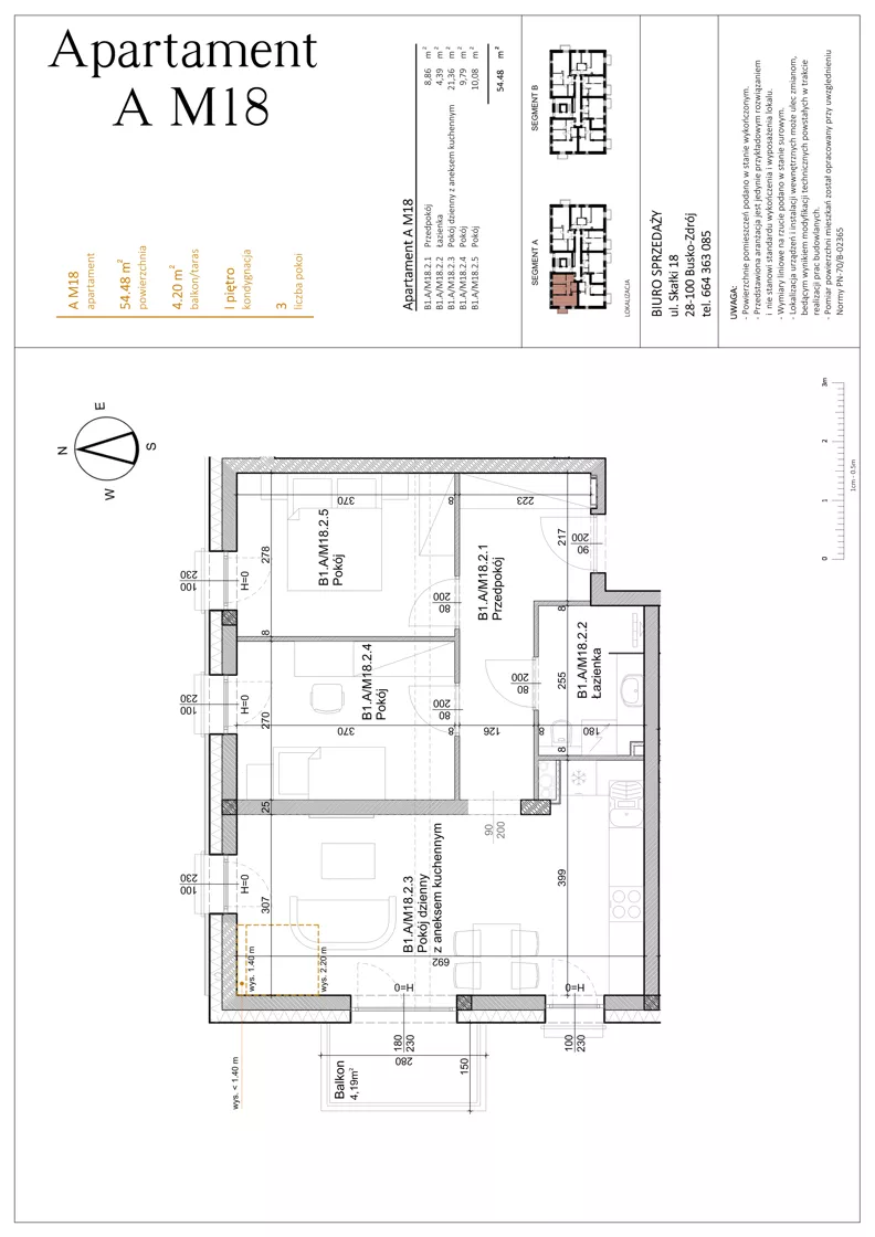 3 pokoje, mieszkanie 54,48 m², piętro 2, oferta nr AM18, Osiedle Rodzinne 3, Busko-Zdrój, ul. Młyńska