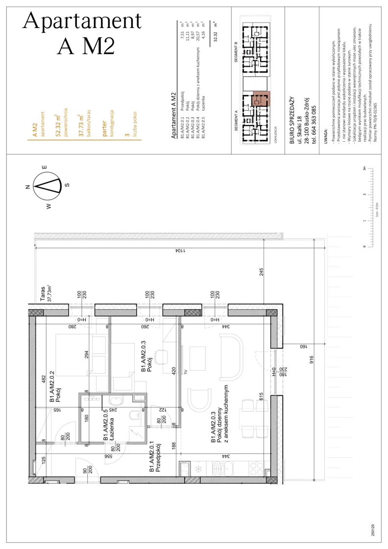3 pokoje, mieszkanie 52,32 m², parter, oferta nr AM2, Osiedle Rodzinne 3, Busko-Zdrój, ul. Młyńska