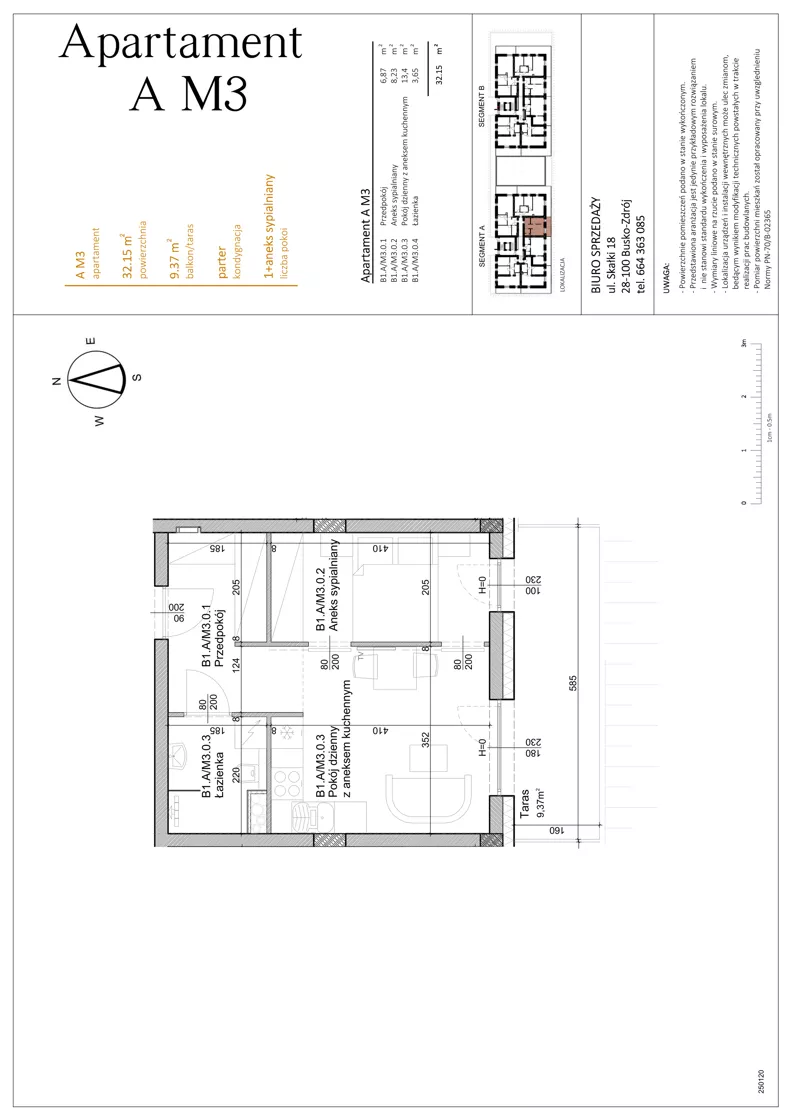 1 pokój, mieszkanie 32,15 m², parter, oferta nr AM3, Osiedle Rodzinne 3, Busko-Zdrój, ul. Młyńska