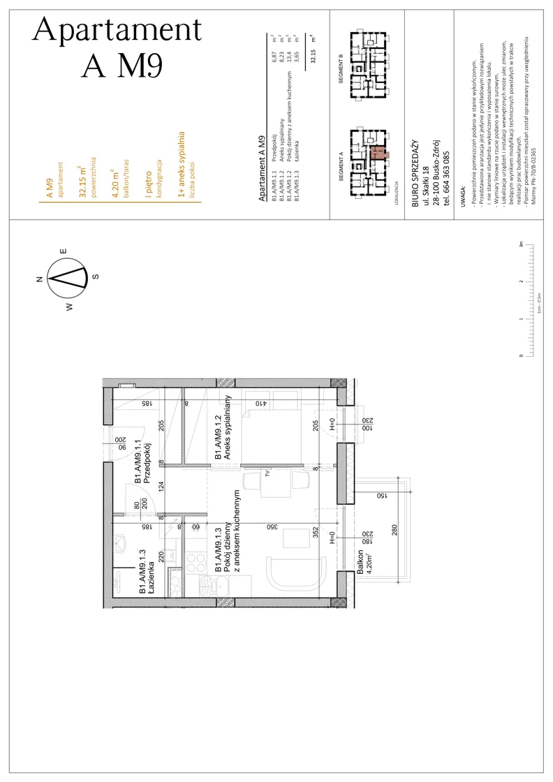 1 pokój, mieszkanie 32,15 m², piętro 1, oferta nr AM9, Osiedle Rodzinne 3, Busko-Zdrój, ul. Młyńska