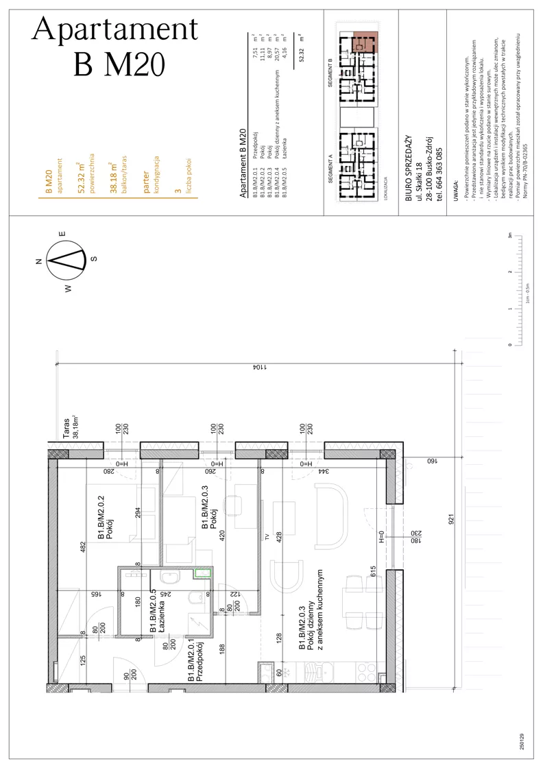 3 pokoje, mieszkanie 52,32 m², parter, oferta nr BM20, Osiedle Rodzinne 3, Busko-Zdrój, ul. Młyńska