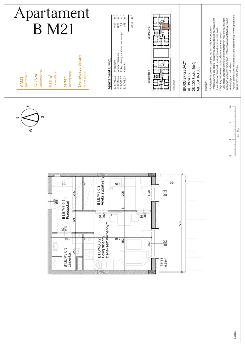 1 pokój, mieszkanie 32,15 m², parter, oferta nr BM21, Osiedle Rodzinne 3, Busko-Zdrój, ul. Młyńska