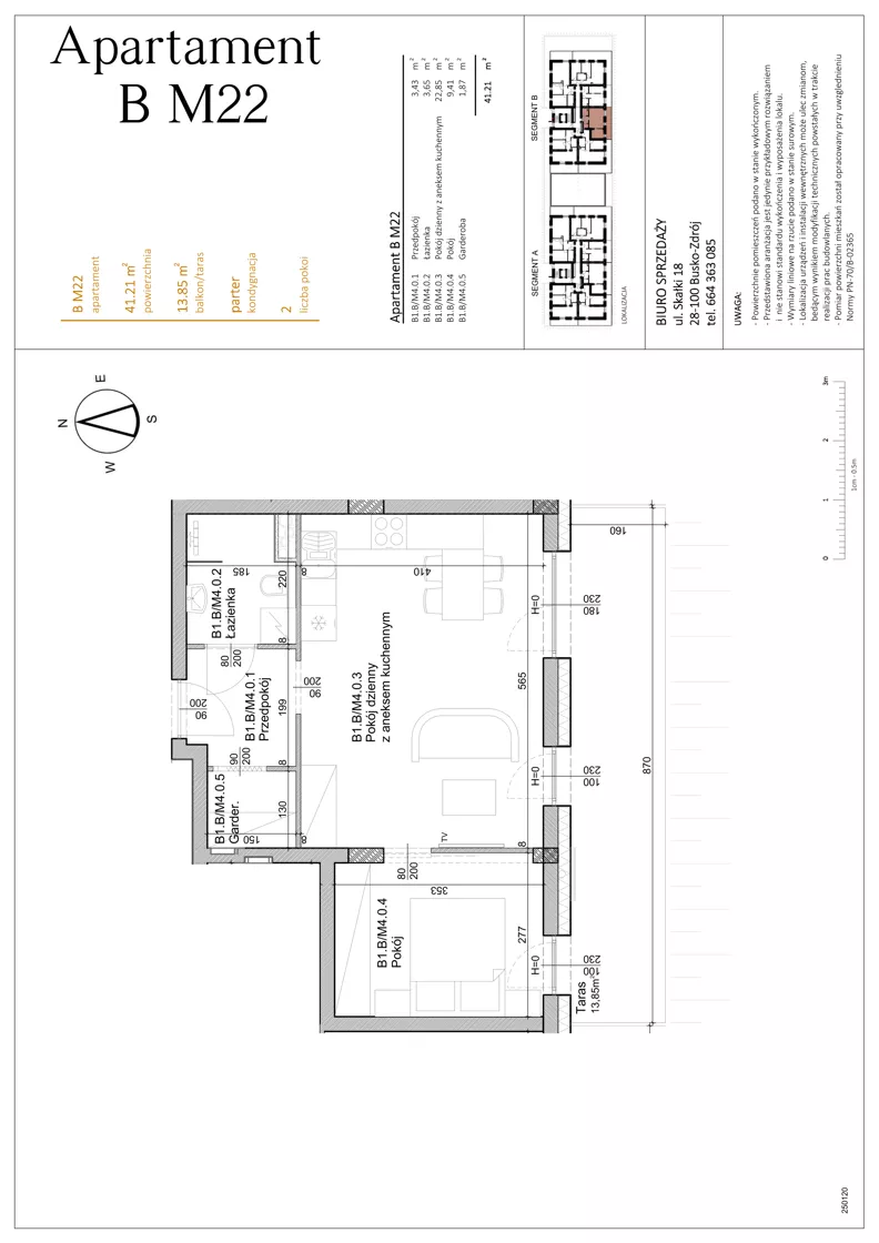 2 pokoje, mieszkanie 41,21 m², parter, oferta nr BM22, Osiedle Rodzinne 3, Busko-Zdrój, ul. Młyńska