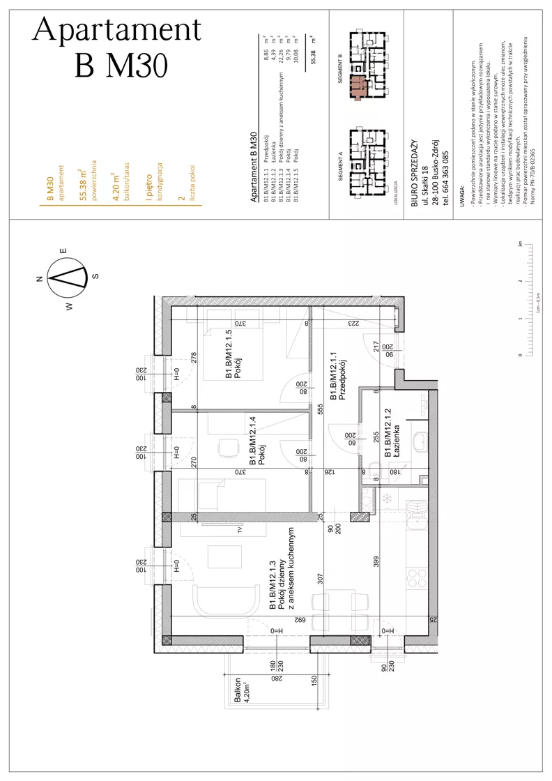 3 pokoje, mieszkanie 55,38 m², piętro 1, oferta nr BM30, Osiedle Rodzinne 3, Busko-Zdrój, ul. Młyńska