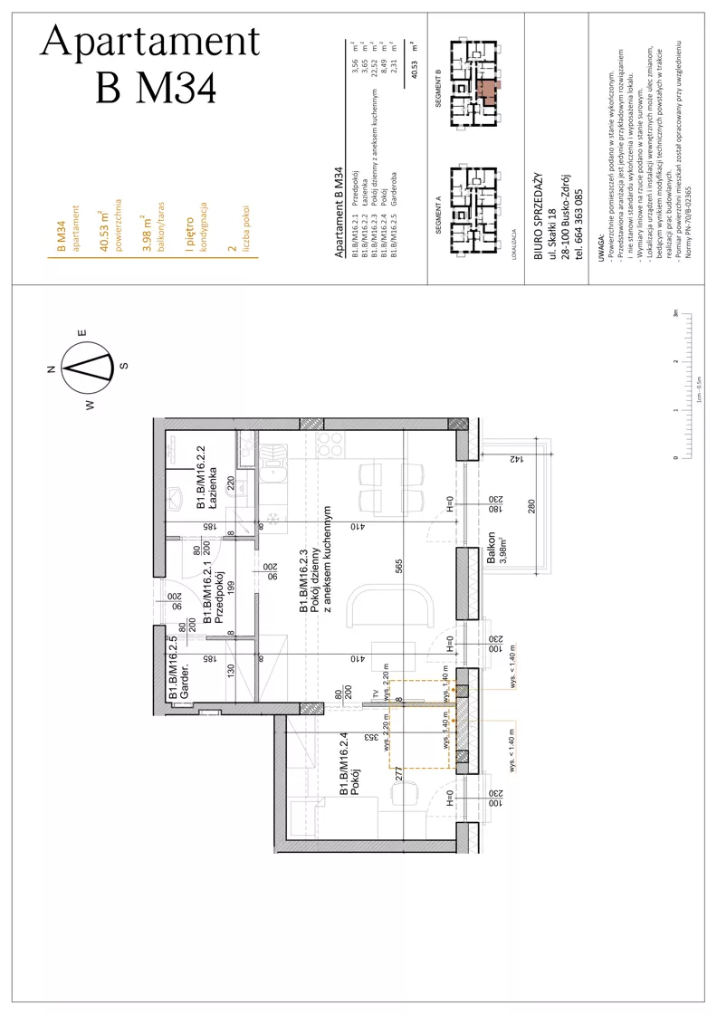 2 pokoje, mieszkanie 40,53 m², piętro 2, oferta nr BM34, Osiedle Rodzinne 3, Busko-Zdrój, ul. Młyńska