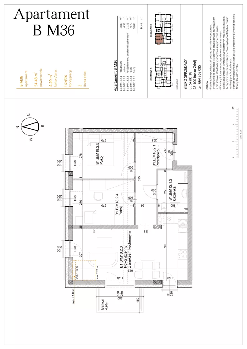 3 pokoje, mieszkanie 54,48 m², piętro 2, oferta nr BM36, Osiedle Rodzinne 3, Busko-Zdrój, ul. Młyńska