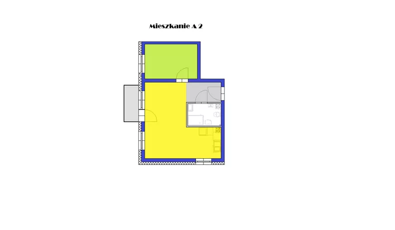 2 pokoje, mieszkanie 43,03 m², piętro 1, oferta nr A2, Grzybowa 4, Oborniki Śląskie, ul. Grzybowa 4