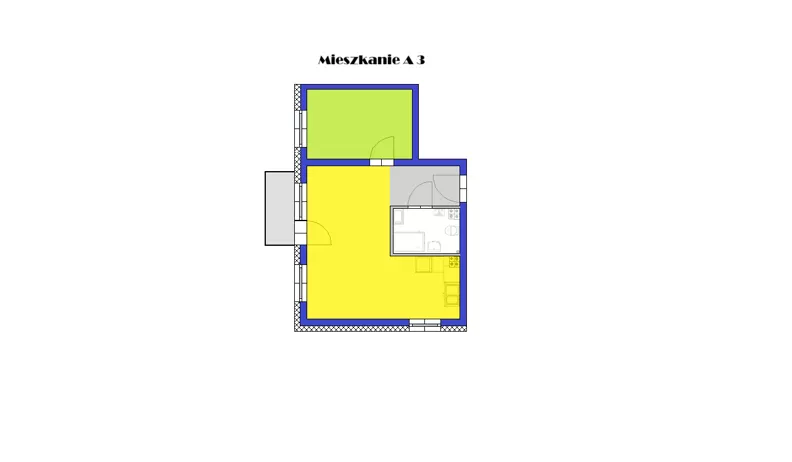 2 pokoje, mieszkanie 43,03 m², piętro 2, oferta nr A3, Grzybowa 4, Oborniki Śląskie, ul. Grzybowa 4