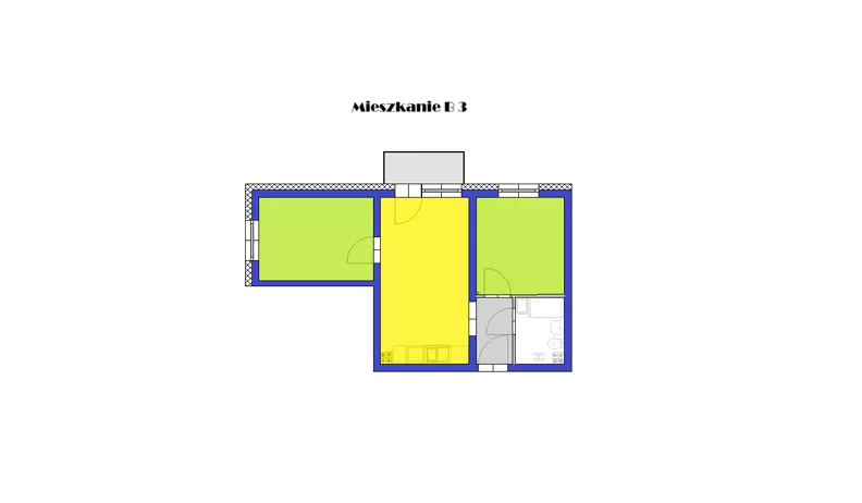 3 pokoje, mieszkanie 45,89 m², piętro 2, oferta nr B3, Grzybowa 4, Oborniki Śląskie, ul. Grzybowa 4