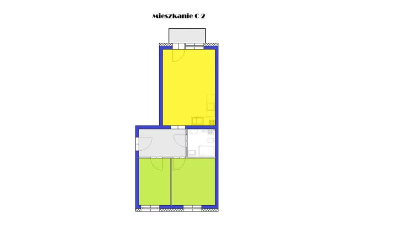 3 pokoje, mieszkanie 54,63 m², piętro 1, oferta nr C2, Grzybowa 4, Oborniki Śląskie, ul. Grzybowa 4