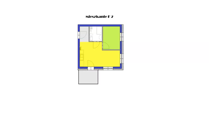 2 pokoje, mieszkanie 32,06 m², piętro 1, oferta nr F2, Grzybowa 4, Oborniki Śląskie, ul. Grzybowa 4