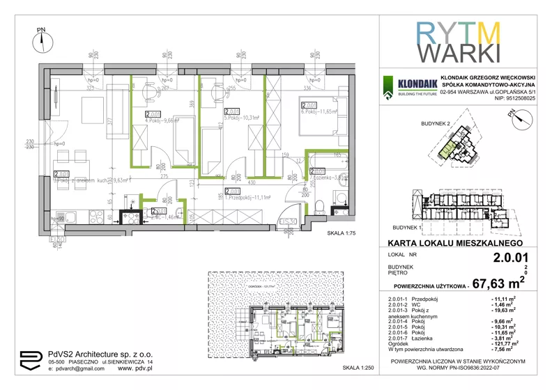 4 pokoje, mieszkanie 67,63 m², parter, oferta nr 2.0.01, Rytm Warki, Warka, ul. Armii Krajowej 4A, 4B