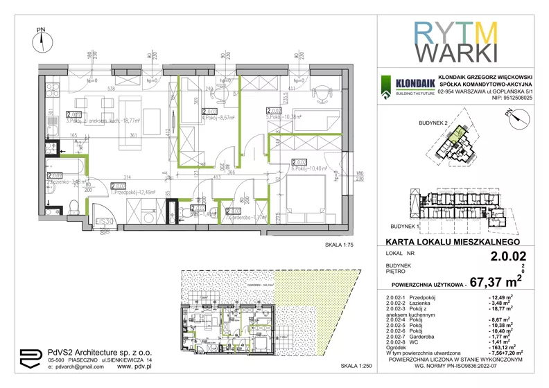 4 pokoje, mieszkanie 67,37 m², parter, oferta nr 2.0.02, Rytm Warki, Warka, ul. Armii Krajowej 4A, 4B