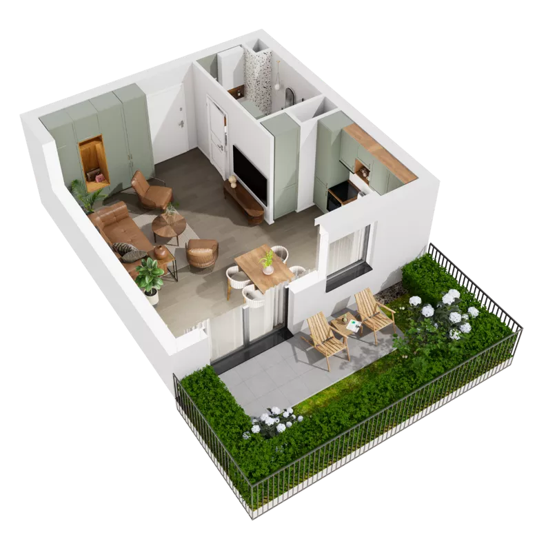 1 pokój, mieszkanie 33,41 m², parter, oferta nr 6.A.01, Urzeka - budynek 6 , Gdańsk, Jasień, ul. Guderskiego / Czermińskiego