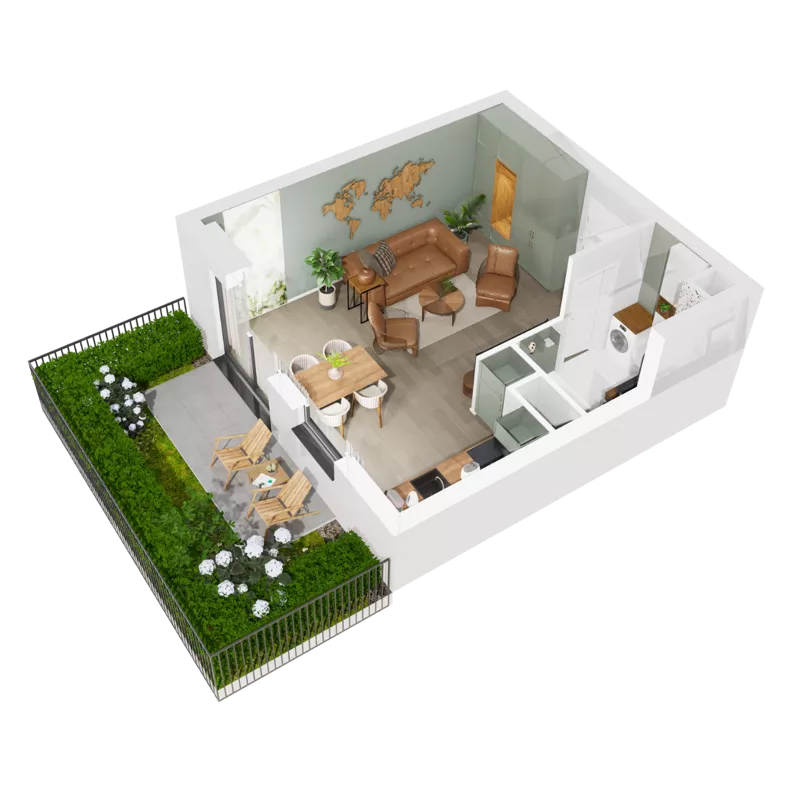 1 pokój, mieszkanie 33,41 m², parter, oferta nr 7.A.01, Urzeka - budynek 7, Gdańsk, Jasień, ul. Guderskiego / Czermińskiego
