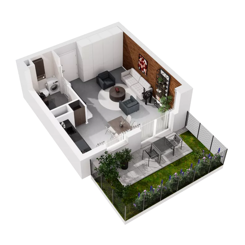 1 pokój, mieszkanie 33,41 m², parter, oferta nr 9.A.09, Urzeka - budynek 9, Gdańsk, Jasień, ul. Guderskiego / Czermińskiego