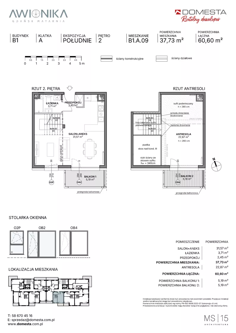 1 pokój, mieszkanie 60,60 m², piętro 2, oferta nr B1.A.09, Awionika, Gdańsk, Matarnia, ul. Radiowa