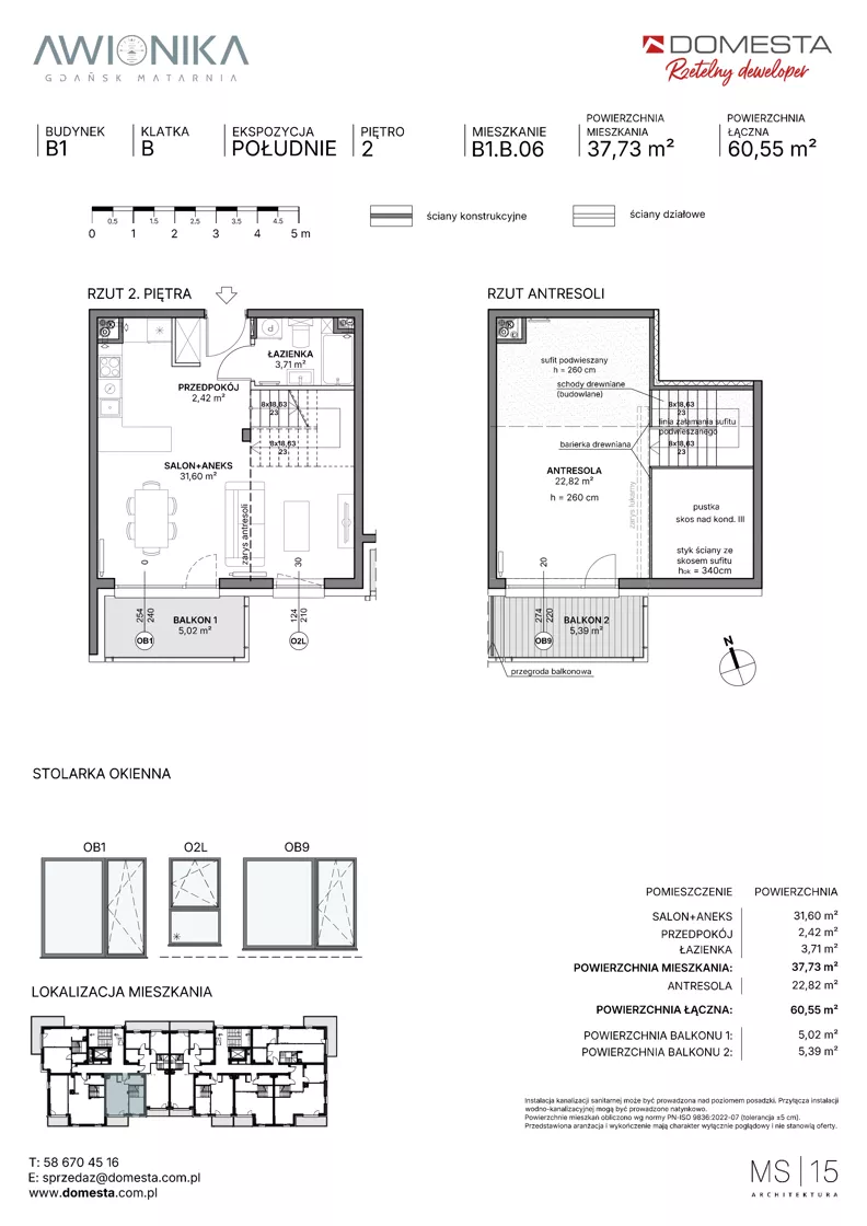 1 pokój, mieszkanie 60,55 m², piętro 2, oferta nr B1.B.06, Awionika, Gdańsk, Matarnia, ul. Radiowa