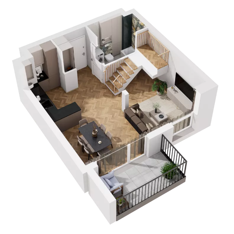1 pokój, mieszkanie 60,55 m², piętro 2, oferta nr B1.B.06, Awionika, Gdańsk, Matarnia, ul. Radiowa