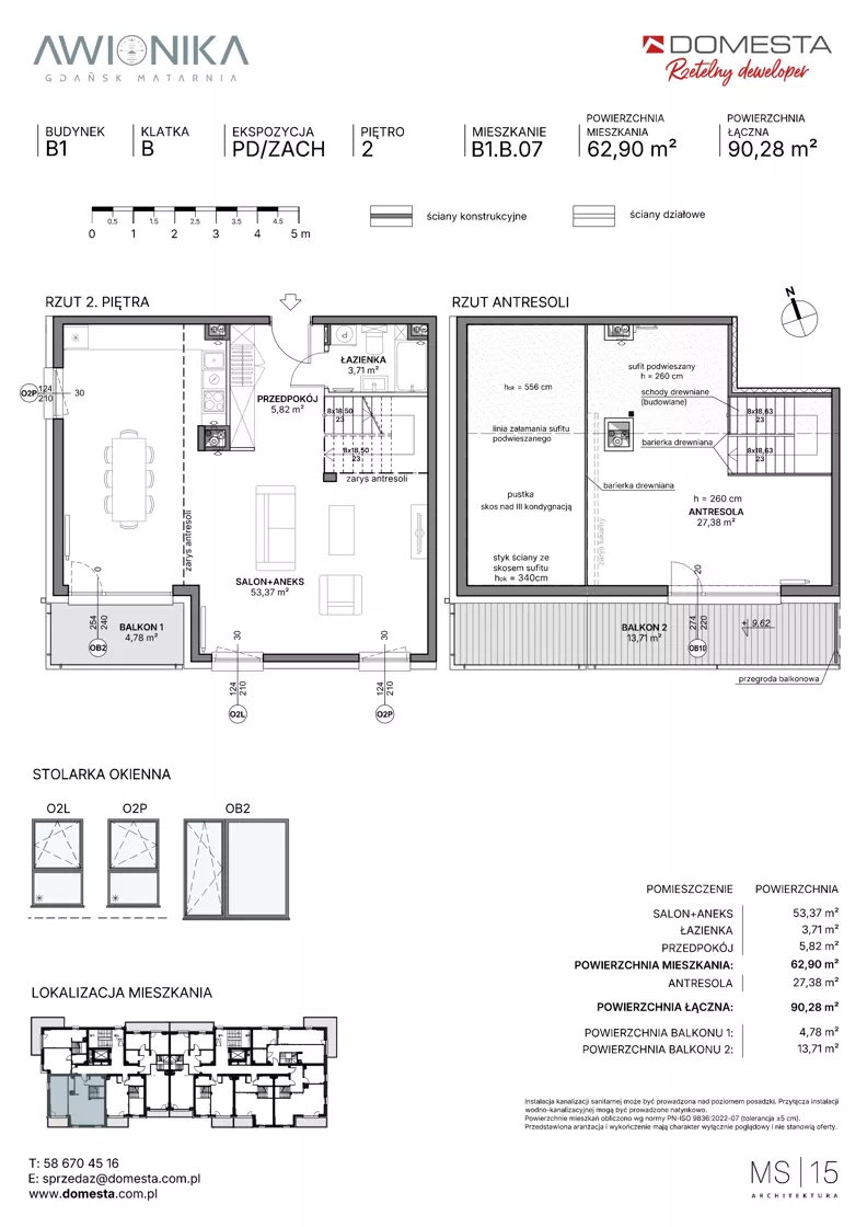 1 pokój, mieszkanie 90,28 m², piętro 2, oferta nr B1.B.07, Awionika, Gdańsk, Matarnia, ul. Radiowa